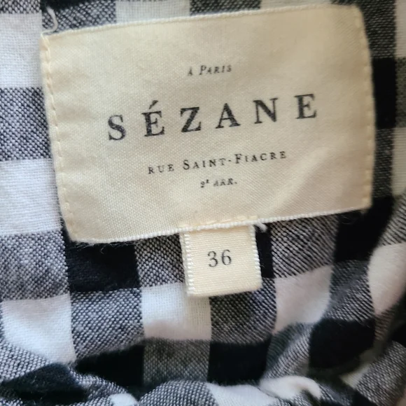 Sezane Black and White Louise Gingham Button Down Shirt - Picture 5 of 7